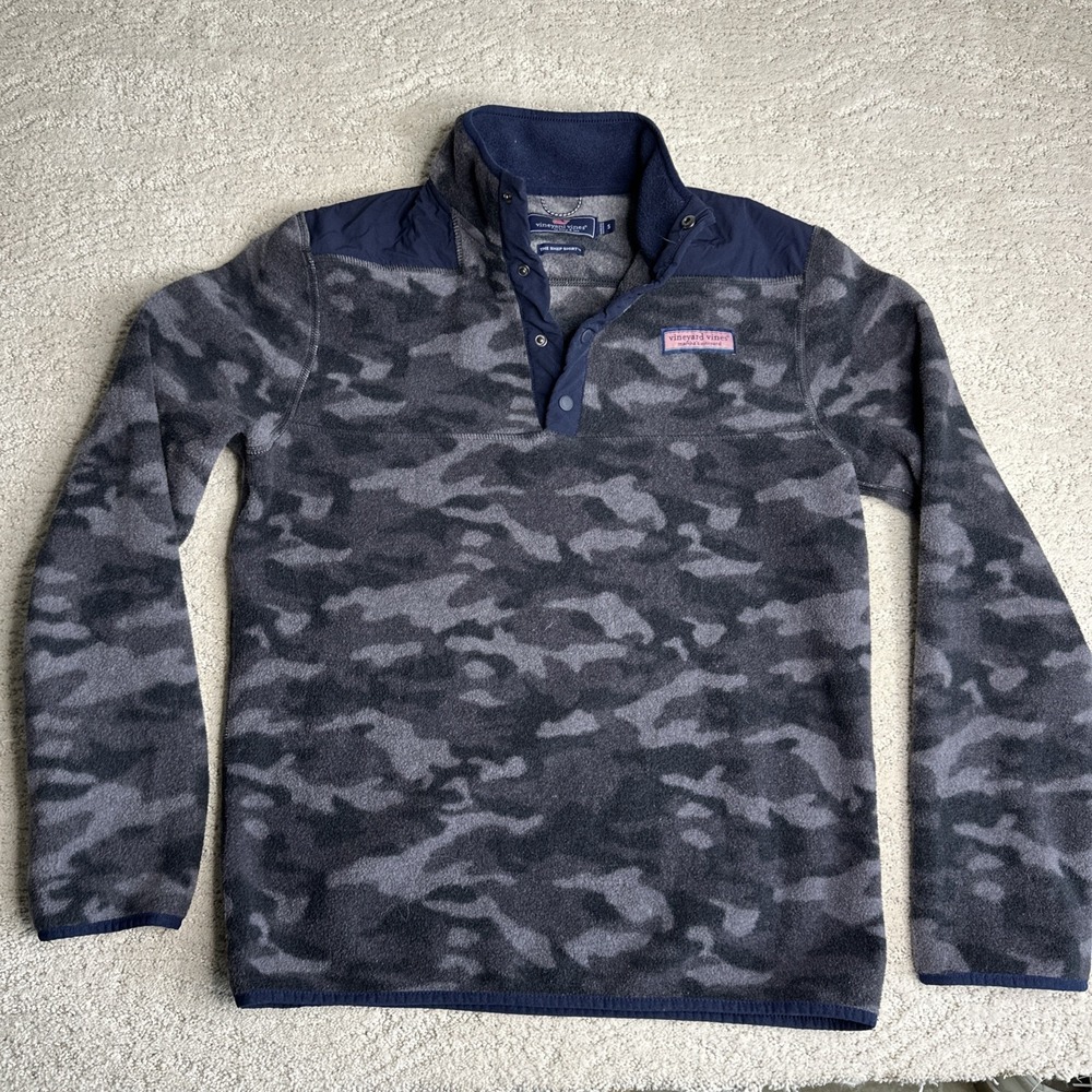Women's Vineyard Vines Small Shep Shirt Fleece 1/4 Snap Button Camo